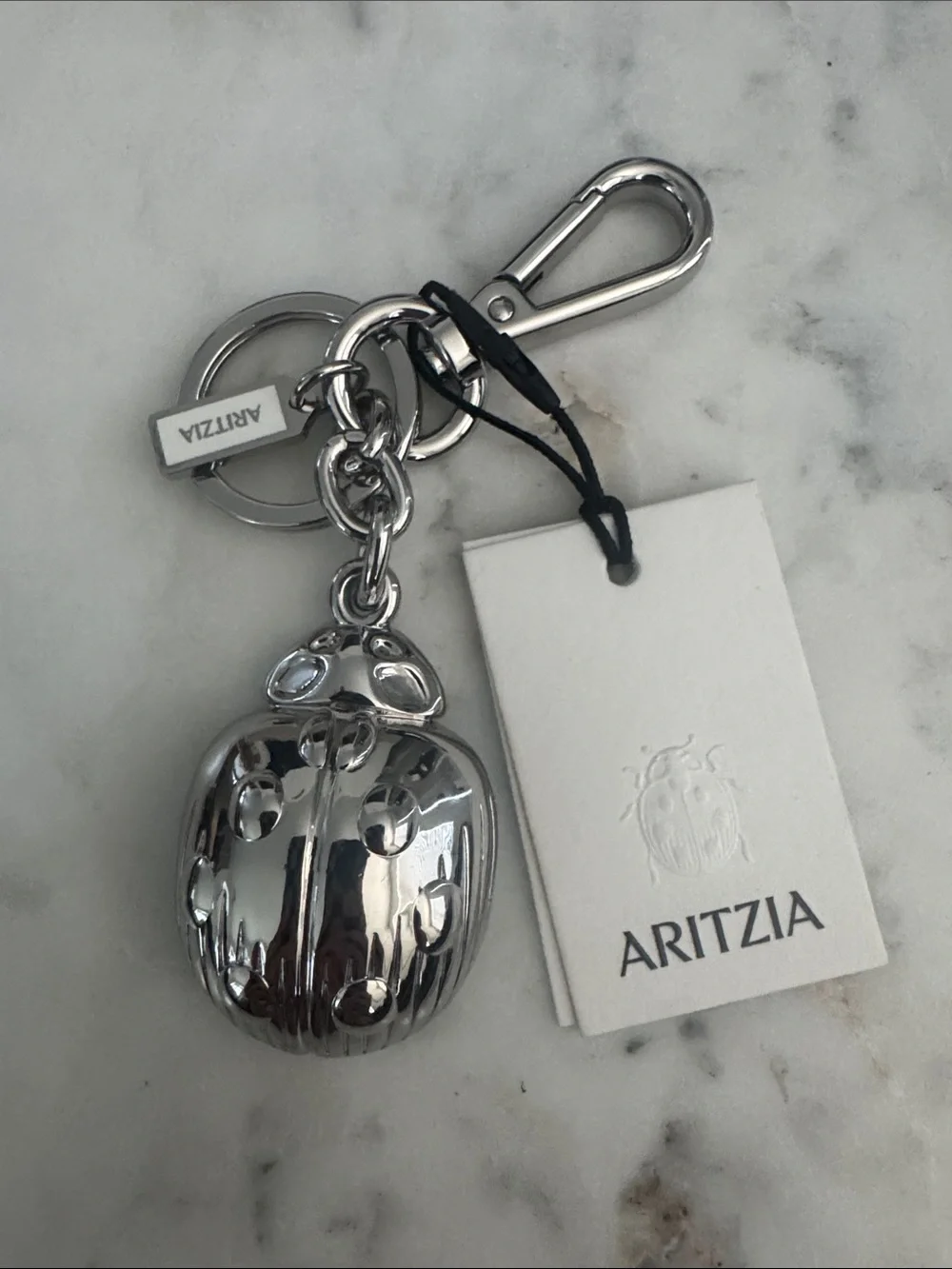 Aritzia Silver Metallic Ladybug Key & Card Holder Charm